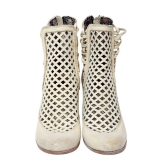 Freebird by Steven Lazor Leather Cutout Lattice Zip Ankle Booties - Picture 3 of 16